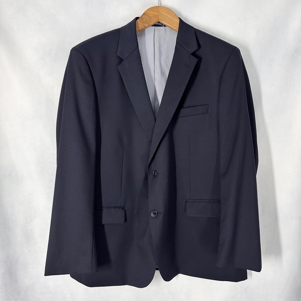 Tommy Hilfiger 100% Wool 2-Button Navy Blazer Sport Coat Men's Size 48R